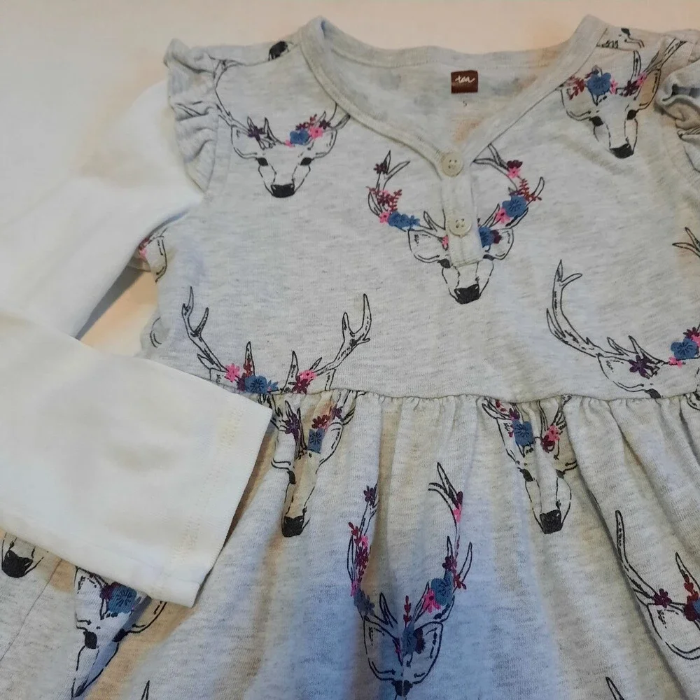 Tea Collection Girls Layered Deer Dress 5
